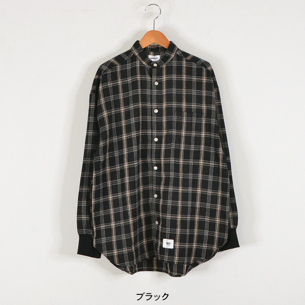 送料無料】バンドカラーシャツ レディース 長袖シャツ 長そで チェック