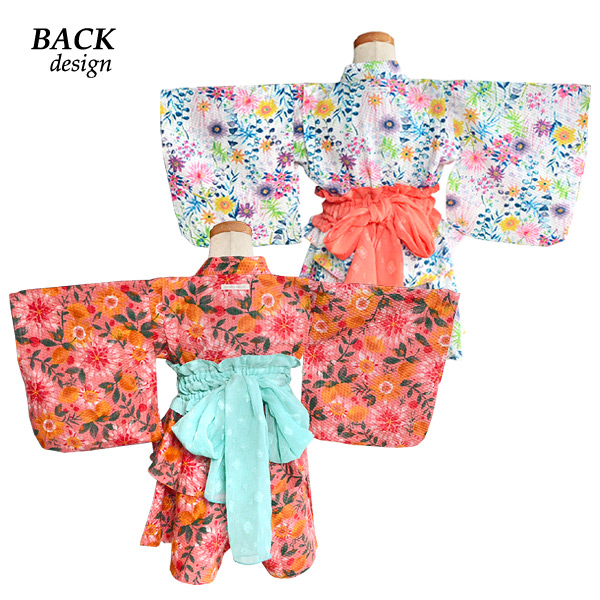 メール便不可 オーシャンアンドグラウンド 浴衣セットアップ Flower Mg キッズ ベビー トップス ユカタ ゆかた 女の子 花柄 簡単 子供服 Ocean Ground 公式 Marumiya World 本店