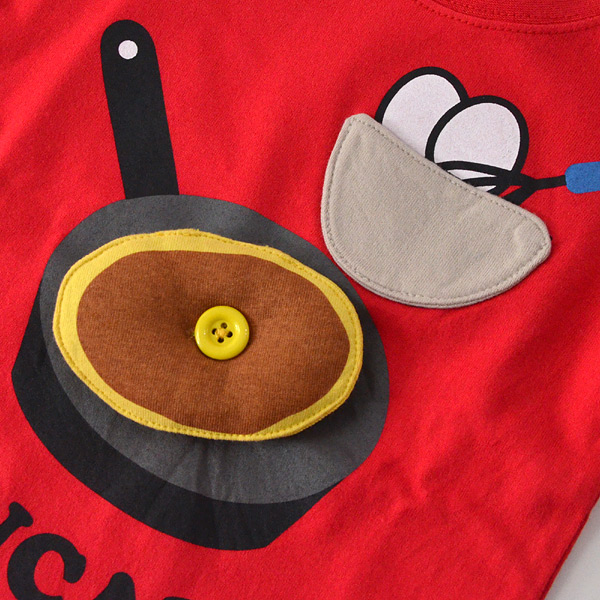 【メール便可】チークルーム 490205-11M パンケーキ長袖Tシャツ キッズ ベビー トップス ロンT ホットケーキ プリント 知育 ギフト  お祝い 子供服 CHEEK ROOM 4020099