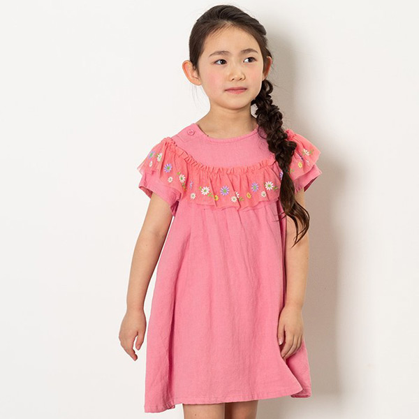 70％OFF】セラフ S217069-13M14 フリル花刺繍ワンピース キッズ ベビー 