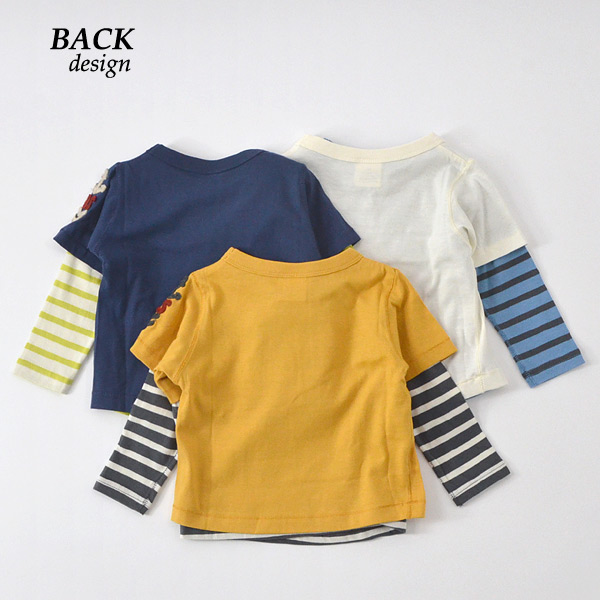 エフオーキッズ R4061 14m マリンモチーフ2ptシャツ キッズ ベビー トップス 長袖 半袖 ロンt カットソー 2枚セット レイヤード 重ね着 ボーダー ロゴ 子供服 F O Kids 公式 Marumiya World 本店