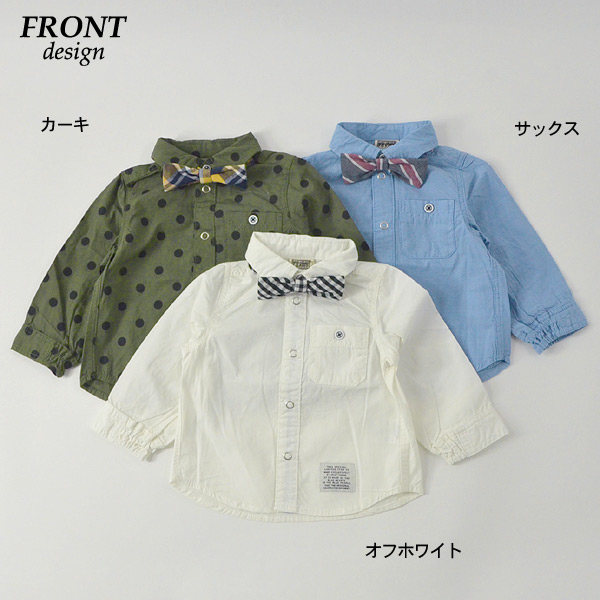 エフオーキッズ R 14m 蝶ネクタイ付きシャツ キッズ ベビー トップス 長袖シャツ 白シャツ 柄シャツ リボンタイ 男の子 子供服 F O Kids 公式 Marumiya World 本店