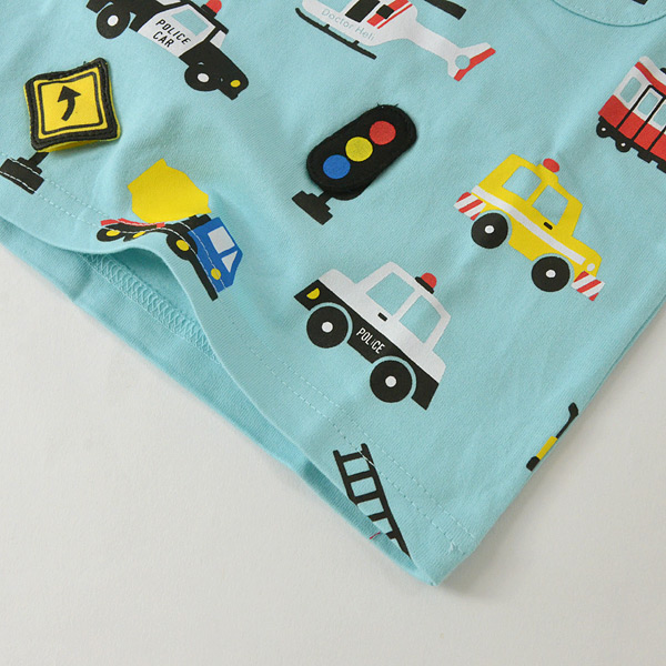 【メール便可】チークルーム 400145-12mm 働く車Tシャツ キッズ ベビー トップス 半袖Tシャツ カットソー はたらくくるま プリント  ギフト お祝い 男の子 子供服 CHEEK ROOM 4022383