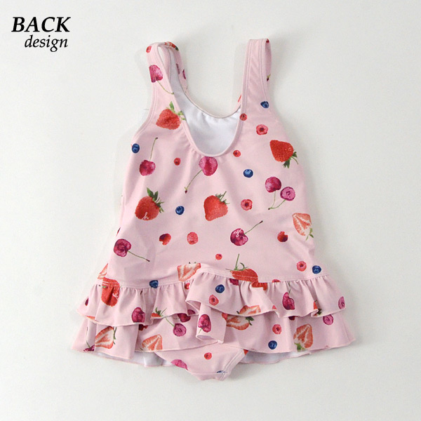 メール便可 ハッカキッズ Mmm ベリーチェリーワンピース水着 キッズ トップス ボトムス 女の子用水着 スイムウエア いちご柄 サクランボ柄 総柄 海 プール 水遊び 子供服 Hakka Kids 公式 Marumiya World 本店