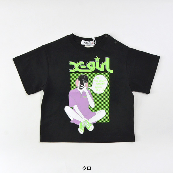 すぐ届く☆X-girl ベビーTシャツ 半袖 ロゴ 刺繍もポイント◎ X-girl セール エックスガール OVAL LOGO EMBROIDERY RAGLAN S/S
