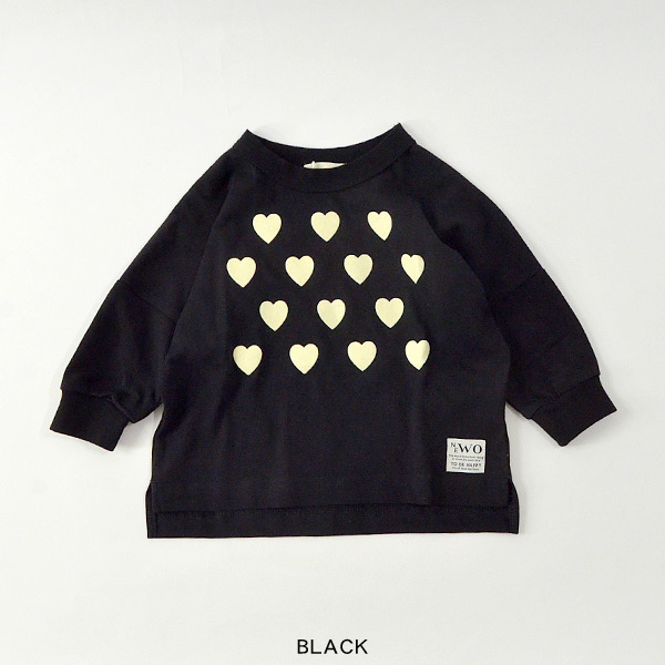 送料無料】ハート・フラワー長袖Tシャツ キッズ トップス ロンT 長袖