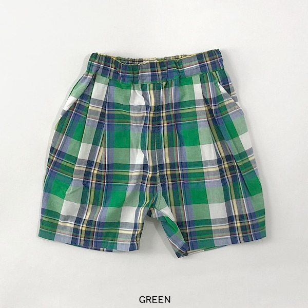 チェック柄タックショーツ キッズ ベビー トップス チェックパンツ