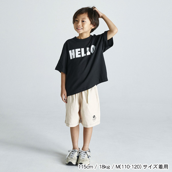 Hello Tシャツ キッズ トップス 半袖 半そで シンプル ロゴ