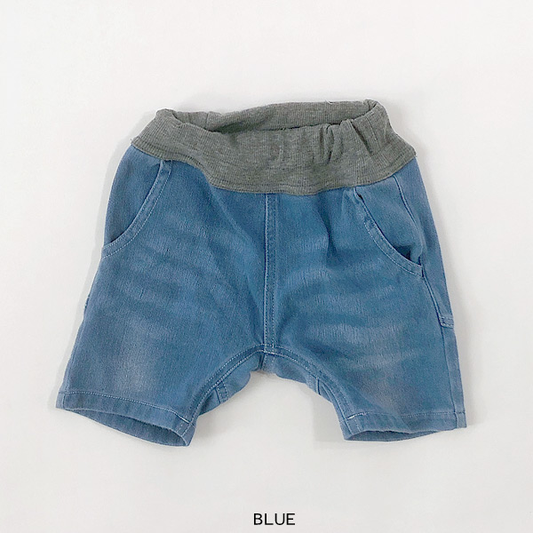 BLEU DE PANAME×コムデギャルソンコラボ　サルエルハーフパンツ　XS カットデニムサルエルハーフパンツ キッズ ベビー ボトムス