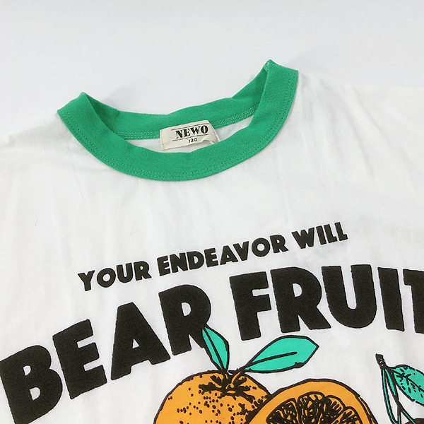 フルーツTシャツJr キッズ ジュニア トップス 半袖Tシャツ リンガーT