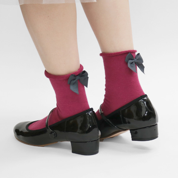 バックリボンショートソックス2足組 キッズ ベビー ジュニア 靴下