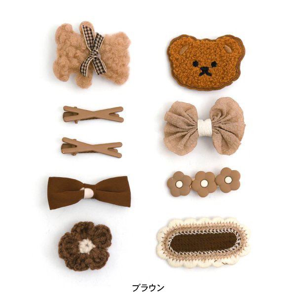 ❁もこもこくまさん❁ ベビーヘアピン　ベビーヘアクリップ　ベビーヘアゴム 新作》くまさん＆ナチュラルカラーセット☺︎赤ちゃん ベビー