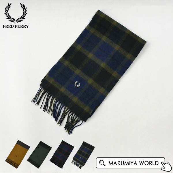 Fred Perry 黒 マフラー フリンジ付き FRED PERRY（フレッドペリー