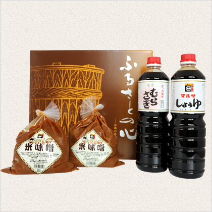 備中むらさき・本醸造醤油・1kg米味噌2個