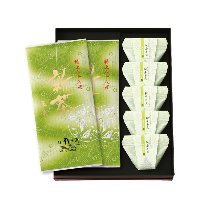 【新茶】特上八十八夜新茶（90g×2本）・新茶ようかん（5個）セット