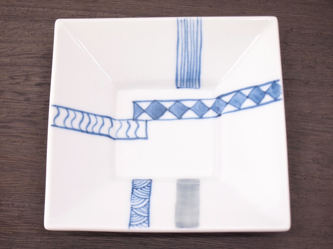 九谷焼 和陶房 3.5号角皿/小皿 豆皿/  江戸紋様　 辺10.5×高2.3cm