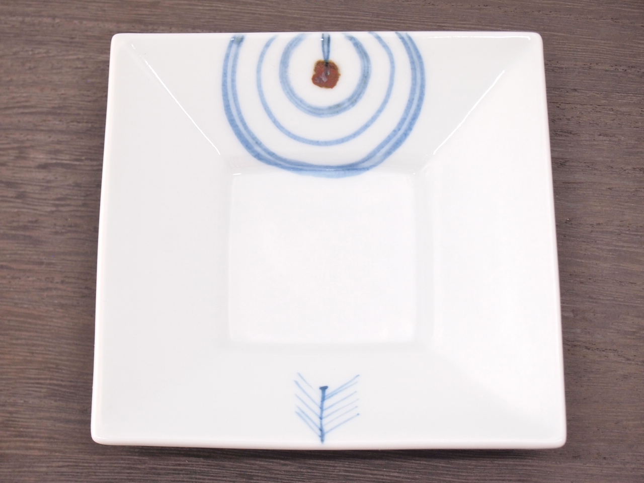 九谷焼 和陶房 3.5号角皿/小皿 豆皿/  的矢文　 辺10.5×高2.3cm