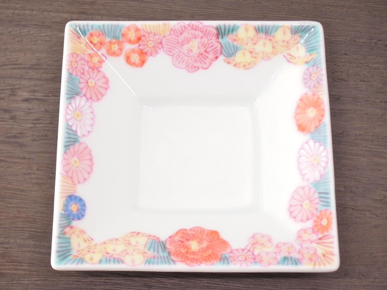 九谷焼 和陶房 3.5号角皿/小皿 豆皿/  青花詰　 辺10.5×高2.3cm