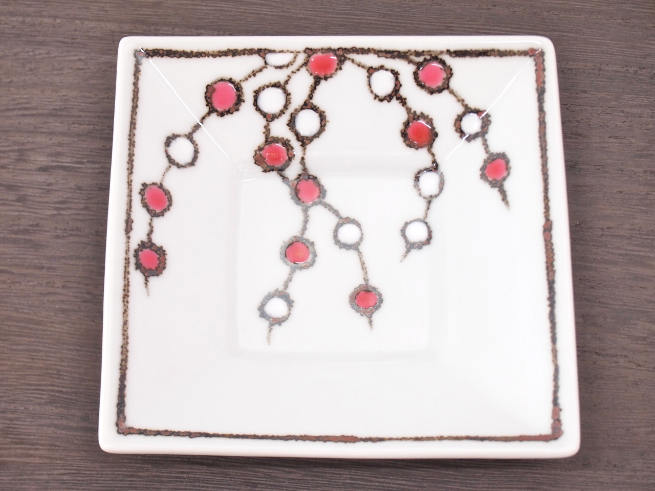 九谷焼 和陶房 3.5号角皿/小皿 豆皿/  まゆ玉　 辺10.5×高2.3cm