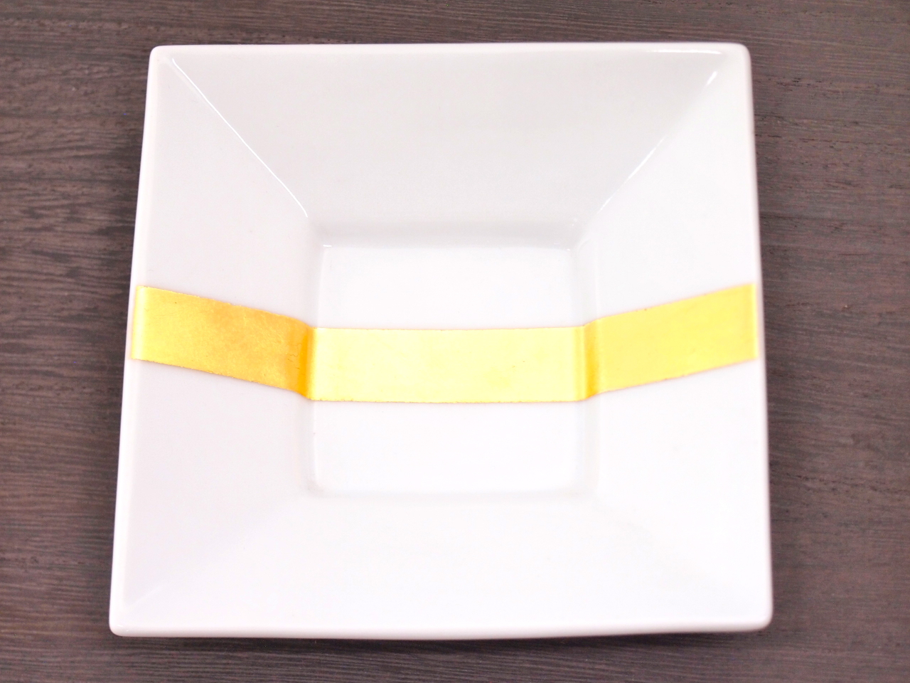 九谷焼 和陶房 3.5号角皿/小皿 豆皿/  帯金箔　 辺10.5×高2.3cm