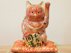 九谷焼 陶幸 10号小判招き猫 黒盛