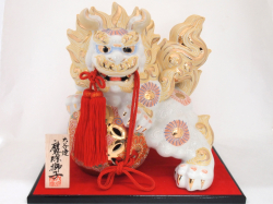 九谷焼 10号立獅子 白盛 陶幸 マルヨネ 九谷焼マルヨネ 陶芸窯