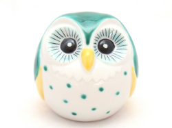 九谷焼 2号丸形ふくろう 黄緑釉 緑釉 紫釉 黄釉 九谷焼マルヨネ