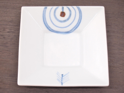九谷焼 和陶房 3.5号角皿/小皿 豆皿/  的矢文　 辺10.5×高2.3cm