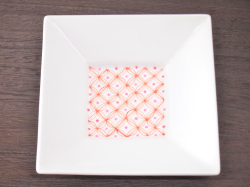 九谷焼 和陶房 3.5号角皿/小皿 豆皿/  七宝文　 辺10.5×高2.3cm