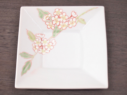 九谷焼 和陶房 3.5号角皿/小皿 豆皿/  こでまり　 辺10.5×高2.3cm