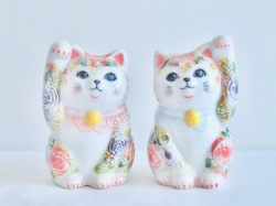 3号招猫 下絵イッチン華盛 下野邦子 マルヨネ陶幸 maruyone