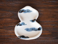 豆皿 瓢箪 染行雲 /小皿 豆皿 吉祥紋古典絵変り/九谷焼 和陶房/幅6.9×奥8.9×高1.2cm