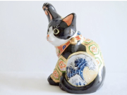 5.5号横座招き猫　黒盛北斎風