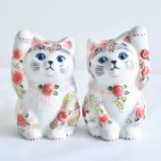 3号招猫 下絵イッチン華盛 下野邦子 マルヨネ陶幸 maruyone