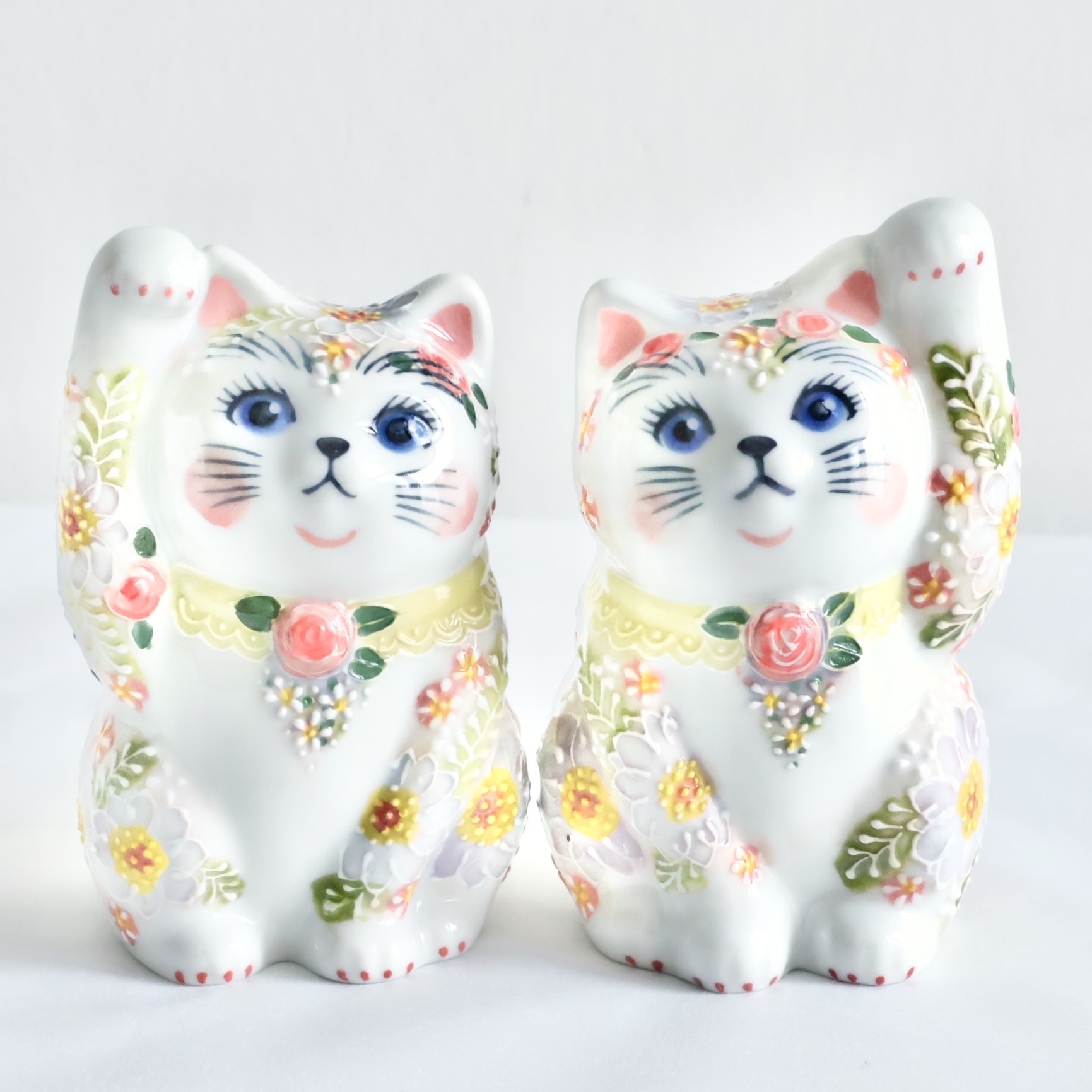 3号招猫 下絵イッチン華盛 下野邦子 マルヨネ陶幸 maruyone