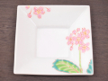 九谷焼 和陶房 3.5号角皿/小皿 豆皿/  さくら草　 辺10.5×高2.3cm