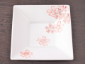 九谷焼 和陶房 3.5号角皿/小皿 豆皿/  色絵桜遊び　 辺10.5×高2.3cm