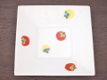 九谷焼 和陶房 3.5号角皿/小皿 豆皿/  トマト　 辺10.5×高2.3cm