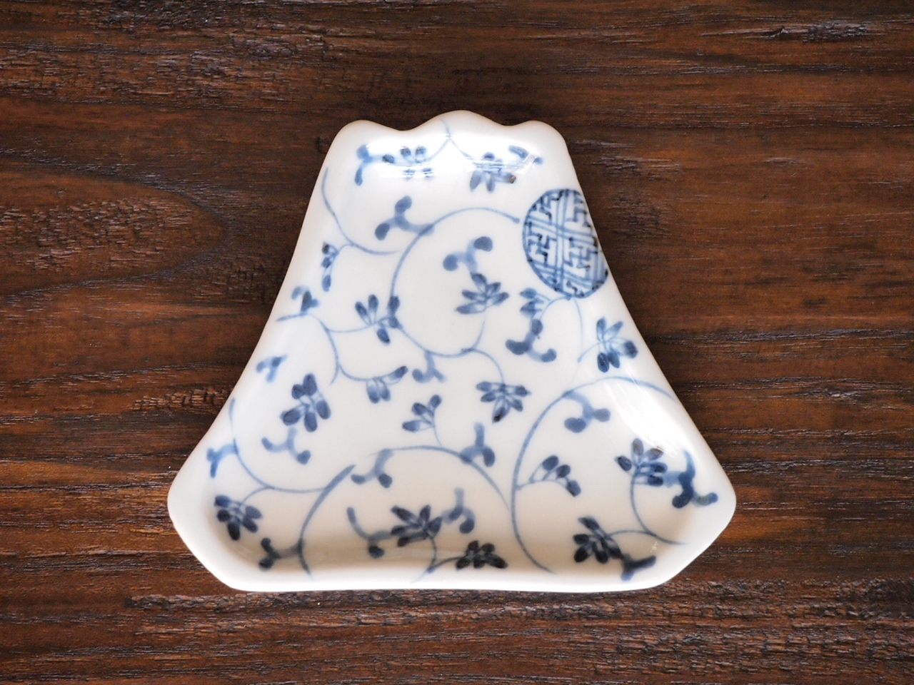 豆皿 富士山 染付丸紋唐草 /小皿 豆皿 吉祥紋古典絵変り/九谷焼 和陶房/幅9×奥7.5×高1.2cm