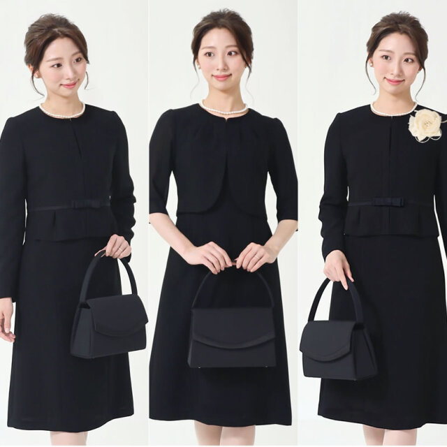 サテン切り替え ブラックフォーマルバッグ [5588]