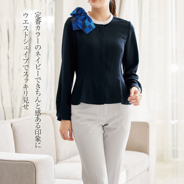 神馬 MIKATA 長袖 バイカラー ジョーゼットブラウス 春夏 秋冬 レディース 事務服 仕事服 オフィス 事務 制服 受付 おしゃれ jb-wn60b 神馬 MIKATA 長袖 バイカラー ジョーゼットブラウス 春夏 秋冬