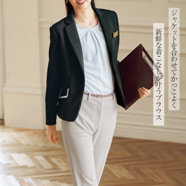 カットソー事務服 制服 オフィスウエア ブラウス ブラック カットソー事務服 制服 オフィスウエア ブラウス ブラック