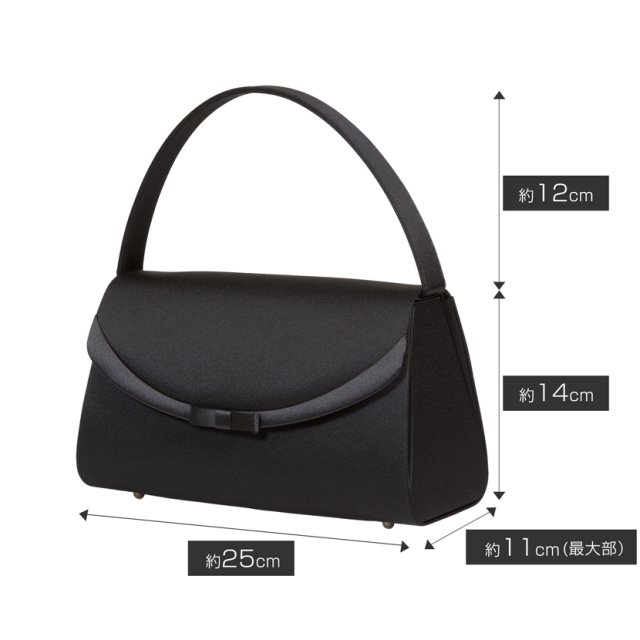 日本製】国産 岩佐 サテン切替リボンフォーマルバッグ 10151