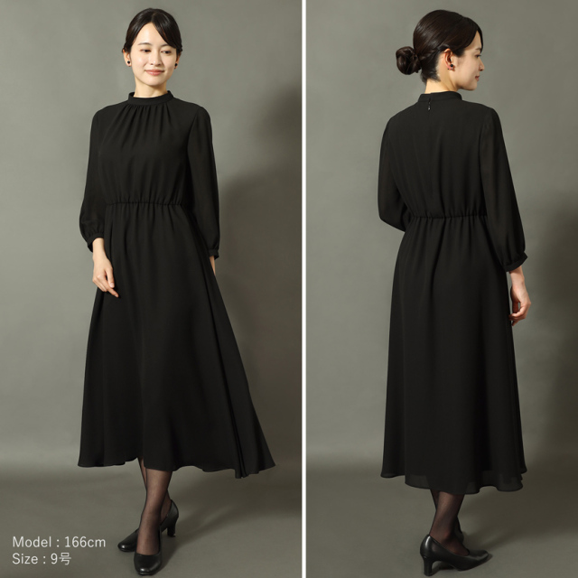 美品】ノーブランド ブラックフォーマルワンピース 半袖 日本製 昭和 