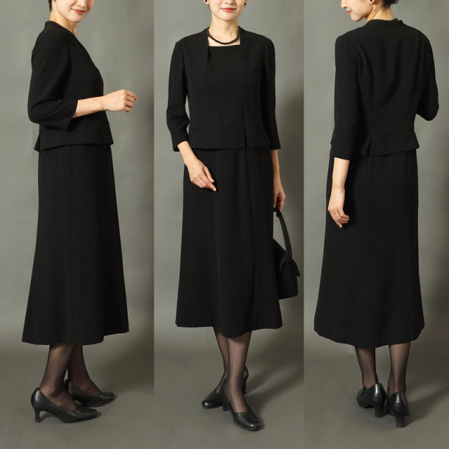 ブラックフォーマル,黒,喪服,礼服,レディース,アンサンブル,ブラック,葬儀,冠婚葬祭,法事,品格