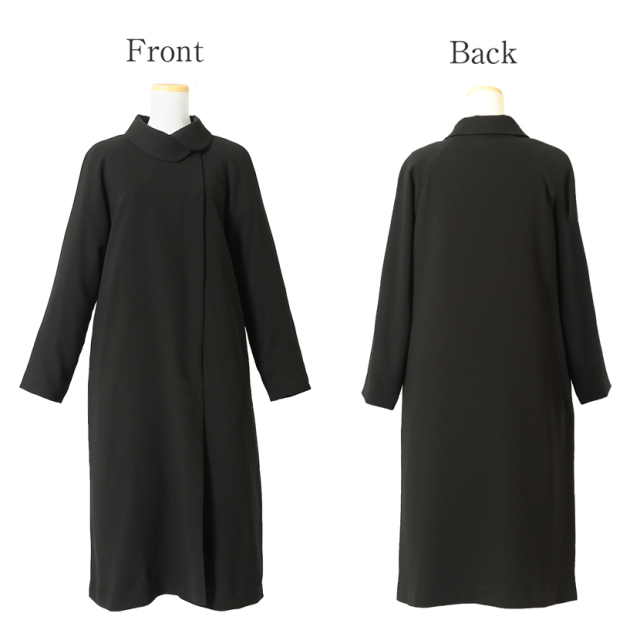 ブラックフォーマルコート キルティングライナー付ショールカラー