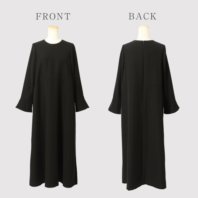 Aラインロングスリーブワンピース 洗える 防シワ【kaene】kn-767op