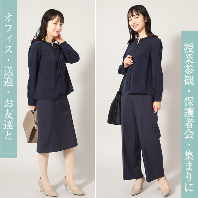 キーネックネイビーブラウス(紺)NB-01