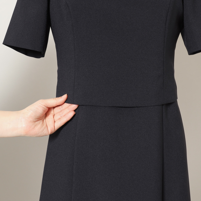 家庭で洗える］お受験重ね着風ワンピース 濃紺 ns-025-op