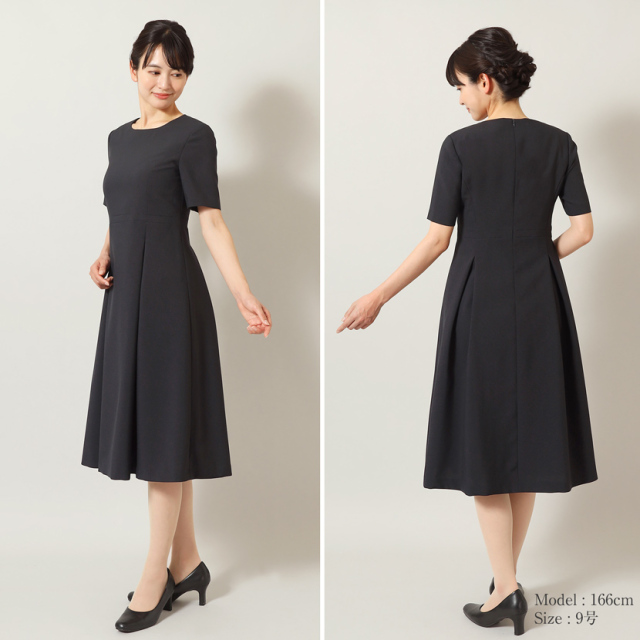 家庭で洗える］お受験タック入りフレアワンピース 濃紺 ns-026-op